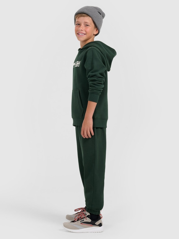 Chłopięce spodnie dresowe joggery 4F 4FJRAW25TTROM1841 - zielone