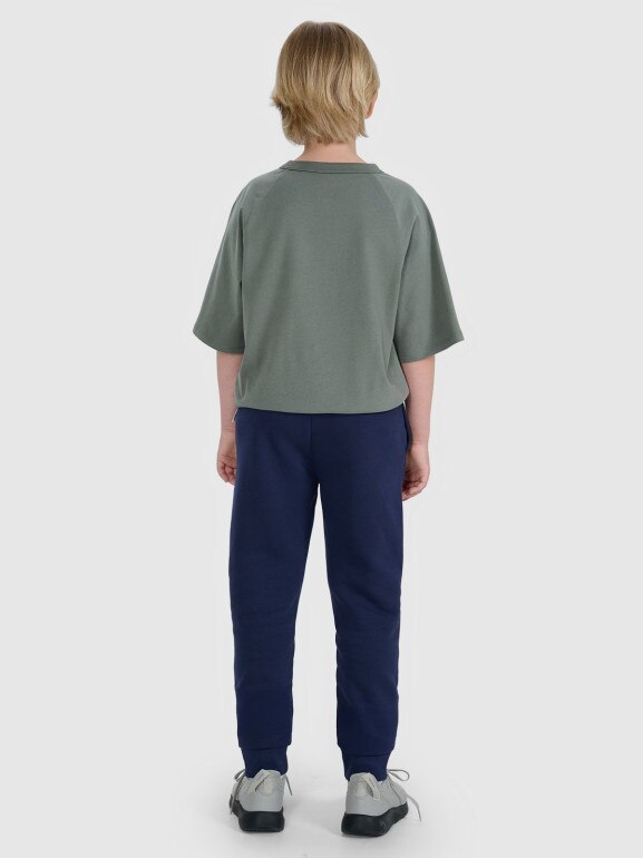 Chłopięce spodnie dresowe joggery 4F 4FJWAW25TTROM1258 - granatowe