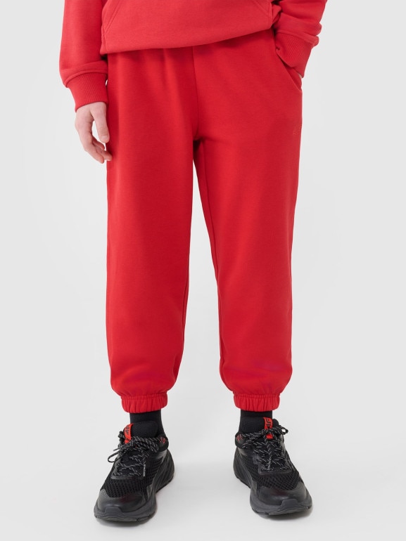 Chłopięce spodnie dresowe joggery 4F 4FJWSS25TTROM1186 - czerwone