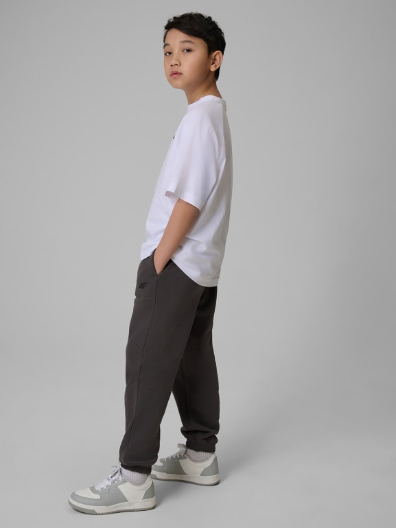 Chłopięce spodnie dresowe joggery 4F 4FJWSS26TTROM1437 - szare