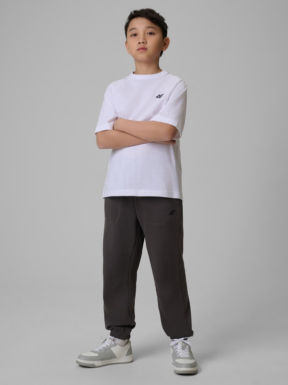 Chłopięce spodnie dresowe joggery 4F 4FJWSS26TTROM1437 - szare