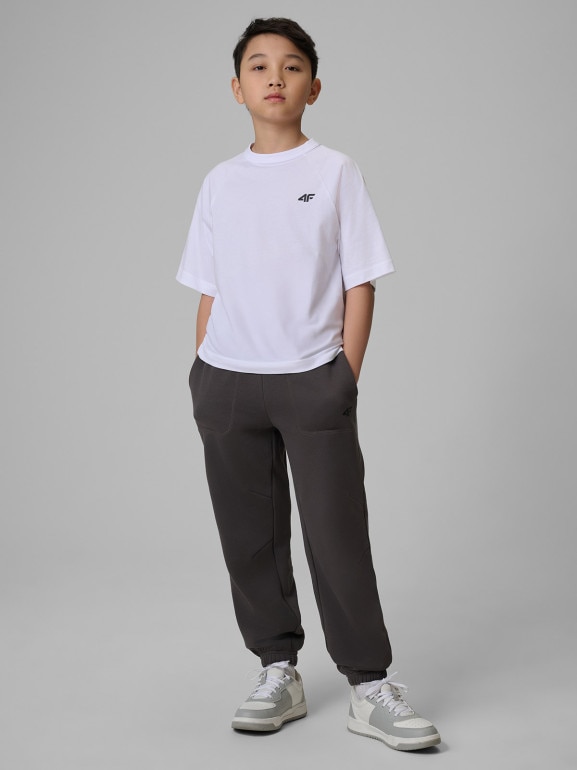 Chłopięce spodnie dresowe joggery 4F 4FJWSS26TTROM1437 - szare