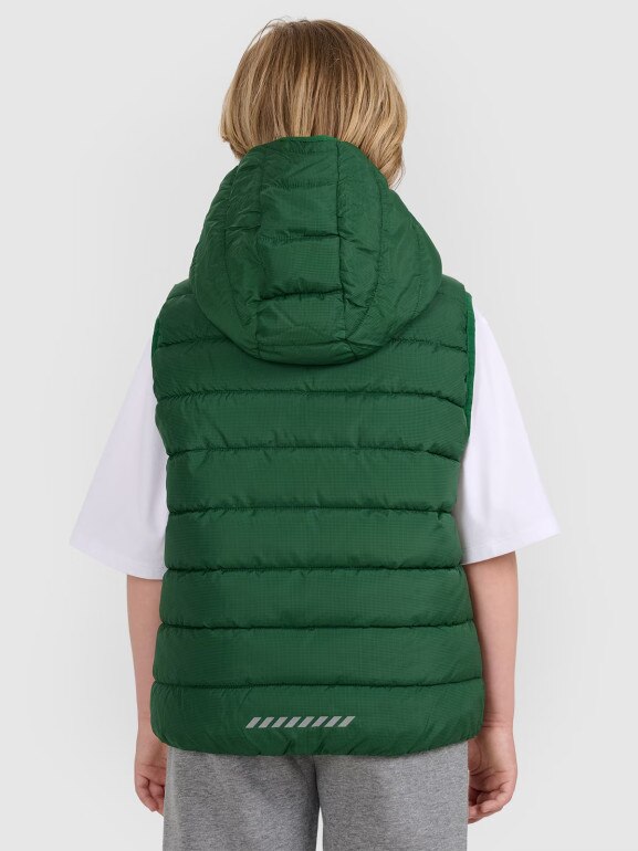 Chłopięcy bezrękawnik pikowany 4F 4FJRAW25TVJAM324 - zielony