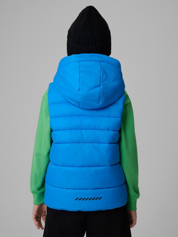 Chłopięcy bezrękawnik puchowy pikowany 4F 4FJWSS26TVJAM313 - niebieski