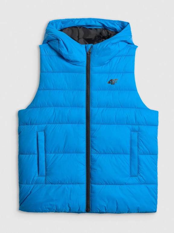 Chłopięcy bezrękawnik puchowy pikowany 4F 4FJWSS26TVJAM313 - niebieski