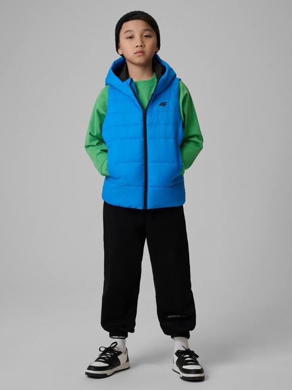 Chłopięcy bezrękawnik puchowy pikowany 4F 4FJWSS26TVJAM313 - niebieski