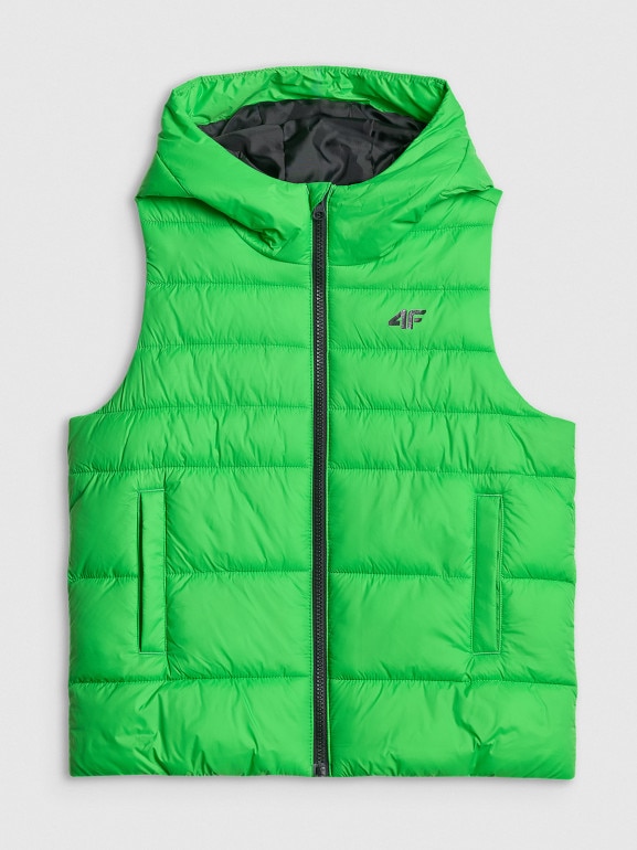 Chłopięcy bezrękawnik puchowy pikowany 4F 4FJWSS26TVJAM313 - zielony