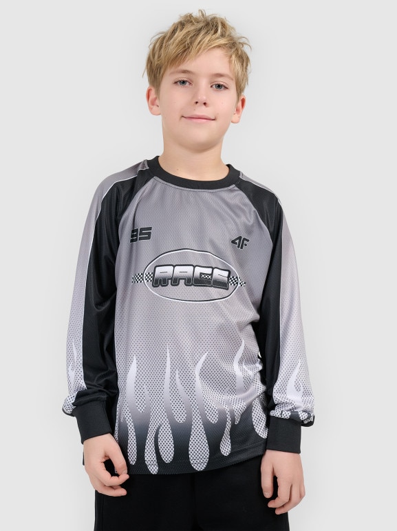 Chłopięcy longsleeve treningowy 4F 4FJRSS26TLONM663 - multikolor
