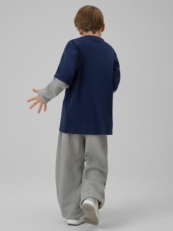 Chłopięcy longsleeve z nadrukiem 4F 4FJRSS26TLONM631 - granatowy