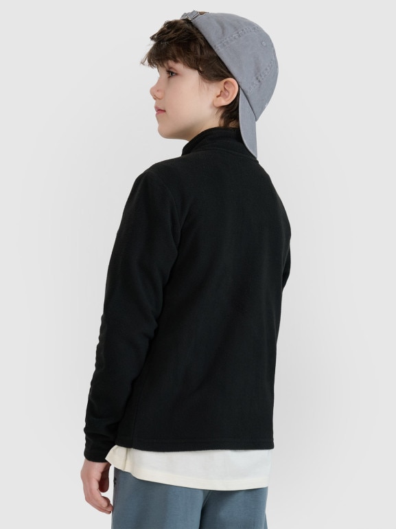 Chłopięcy polar rozpinany bez kaptura 4F 4FJRSS25TFLEM392 - czarny