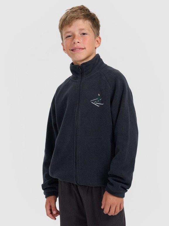 Chłopięcy polar rozpinany ze stójką 4F 4FJRAW25TFLEM438 - granatowy