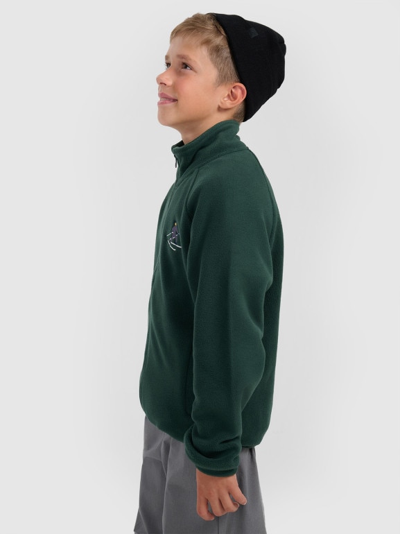 Chłopięcy polar rozpinany ze stójką 4F 4FJRAW25TFLEM438 - zielony
