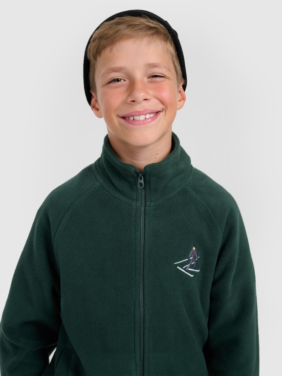 Chłopięcy polar rozpinany ze stójką 4F 4FJRAW25TFLEM438 - zielony