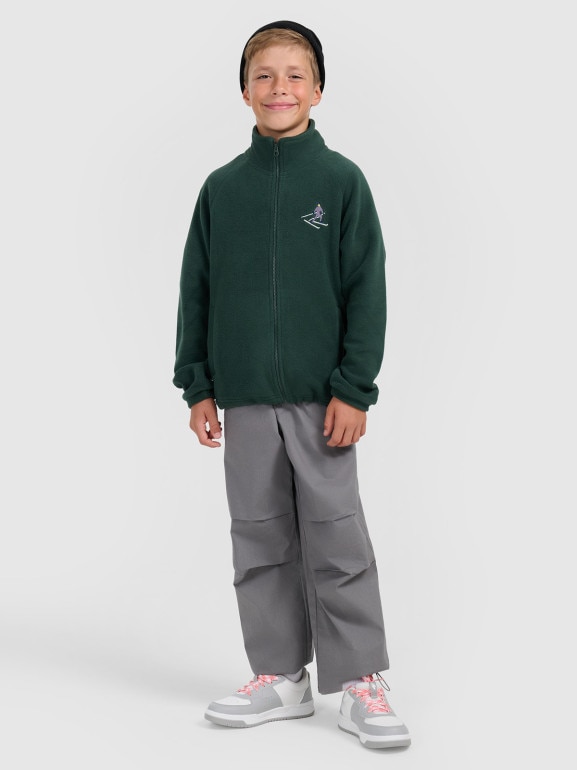 Chłopięcy polar rozpinany ze stójką 4F 4FJRAW25TFLEM438 - zielony