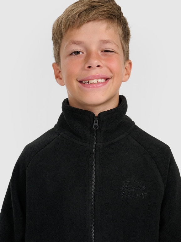 Chłopięcy polar rozpinany ze stójką 4F 4FJRAW25TFLEM490 - czarny