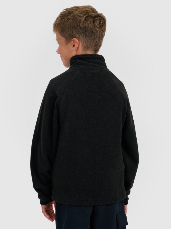 Chłopięcy polar rozpinany ze stójką 4F 4FJRAW25TFLEM490 - czarny