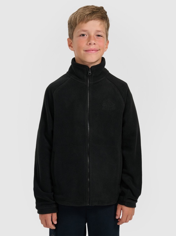 Chłopięcy polar rozpinany ze stójką 4F 4FJRAW25TFLEM490 - czarny