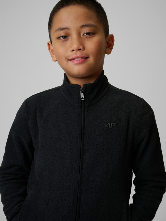 Chłopięcy polar rozpinany ze stójką 4F 4FJRSS26TFLEM508 - czarny