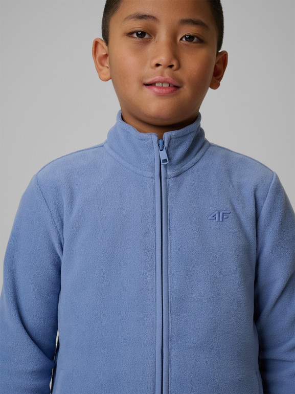 Chłopięcy polar rozpinany ze stójką 4F 4FJRSS26TFLEM508 - granatowy