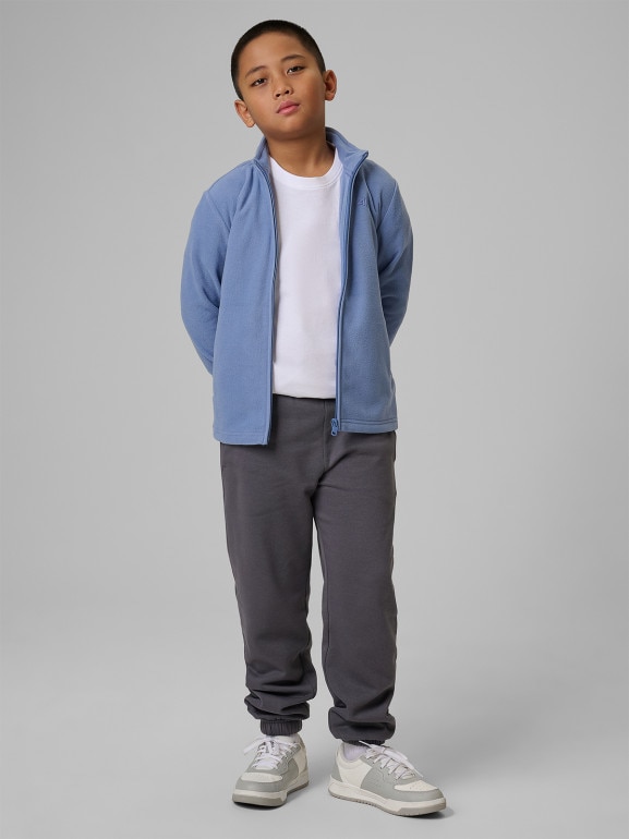 Chłopięcy polar rozpinany ze stójką 4F 4FJRSS26TFLEM508 - granatowy