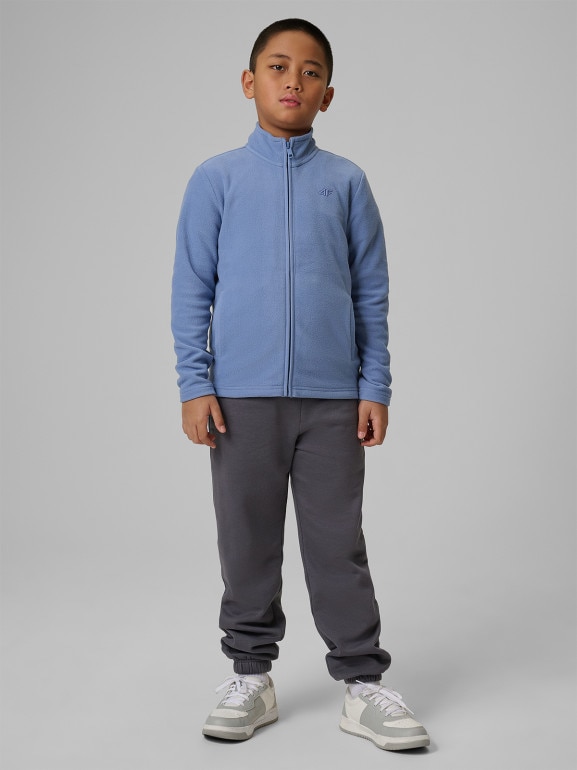 Chłopięcy polar rozpinany ze stójką 4F 4FJRSS26TFLEM508 - granatowy