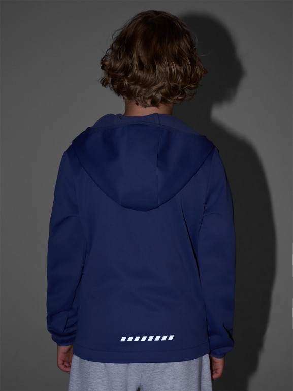 Chłopięcy softshell rozpinany z kapturem 4F 4FJRAW25TSOFM516 - niebieski