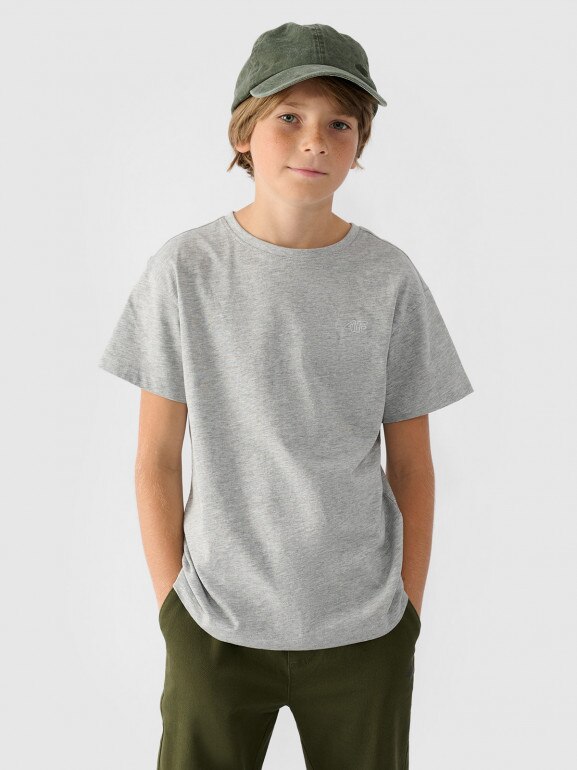 Chłopięcy t-shirt basic 4F 4FJWMM00TTSHM2330 - szary