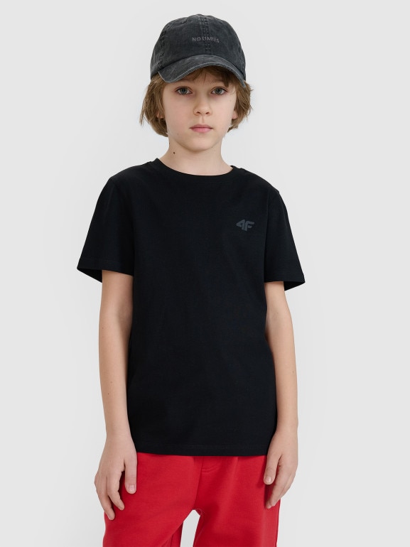Chłopięcy t-shirt basic 4F 4FJWSS25TTSHM2178 - czarny