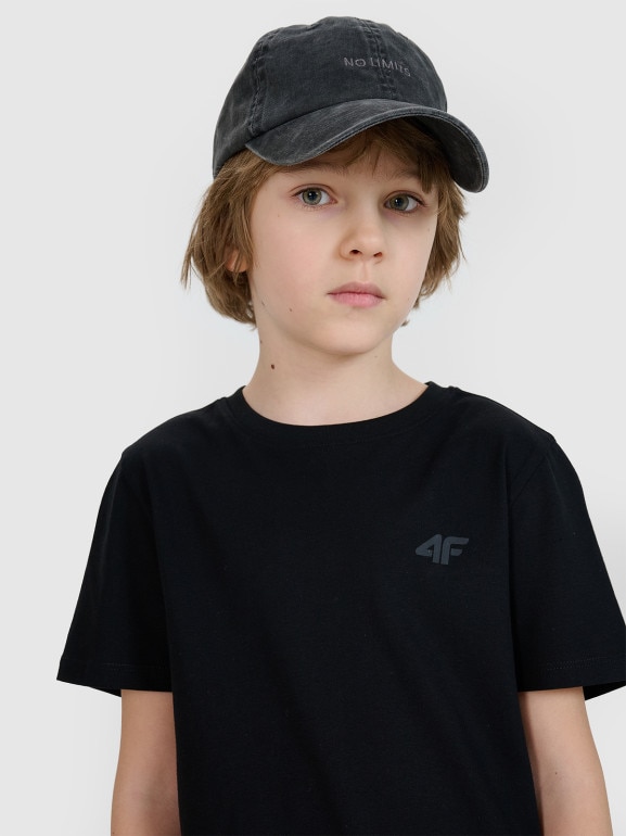 Chłopięcy t-shirt basic 4F 4FJWSS25TTSHM2178 - czarny