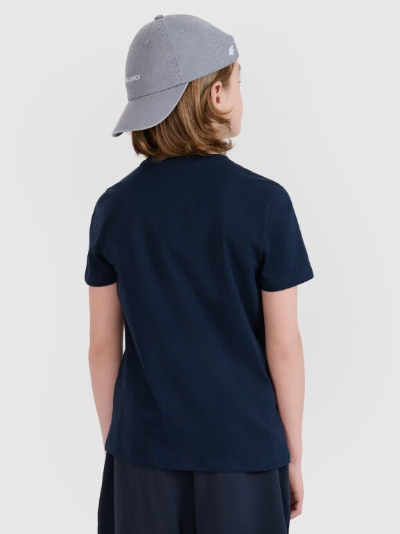 Chłopięcy t-shirt basic 4F 4FJWSS25TTSHM2178 - granatowy