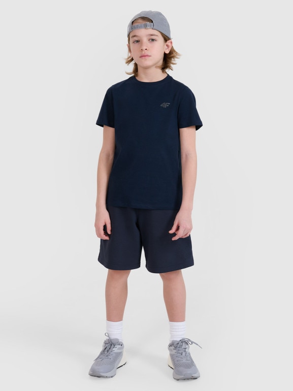 Chłopięcy t-shirt basic 4F 4FJWSS25TTSHM2178 - granatowy