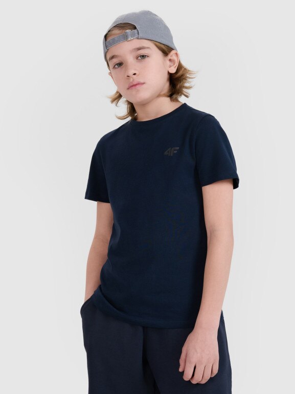Chłopięcy t-shirt basic 4F 4FJWSS25TTSHM2178 - granatowy