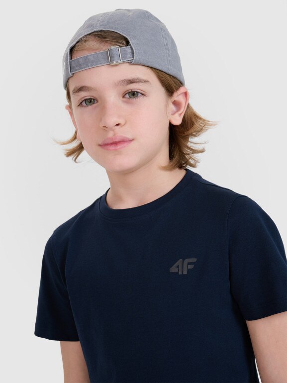 Chłopięcy t-shirt basic 4F 4FJWSS25TTSHM2178 - granatowy
