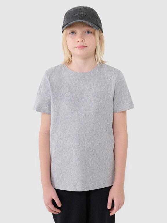Chłopięcy t-shirt basic 4F 4FJWSS25TTSHM2178 - szary