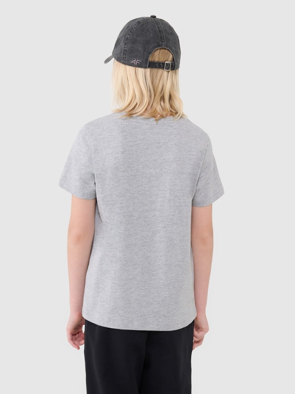 Chłopięcy t-shirt basic 4F 4FJWSS25TTSHM2178 - szary