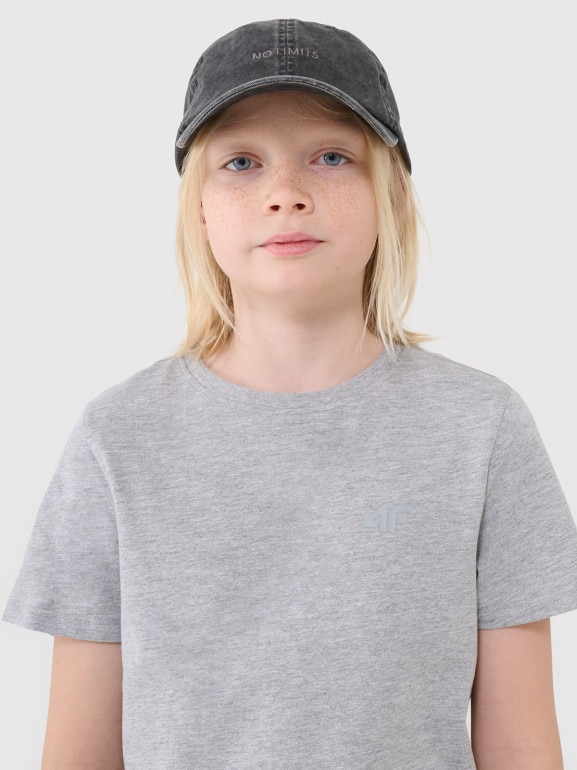 Chłopięcy t-shirt basic 4F 4FJWSS25TTSHM2178 - szary