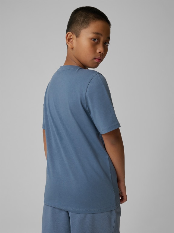 Chłopięcy t-shirt bez nadruku 4F 4FJRSS26TTSHM3598 - denim