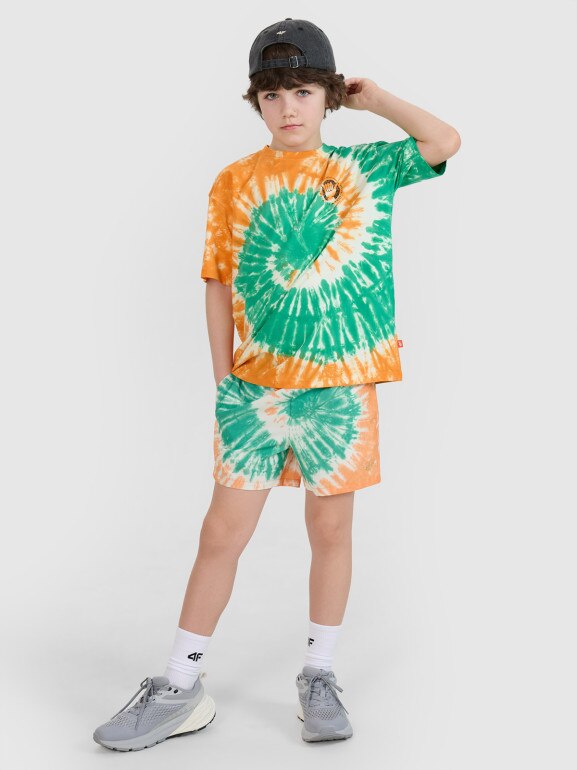 Chłopięcy t-shirt oversize z nadrukiem 4F 4FJRSS25TTSHM2872 - multikolor