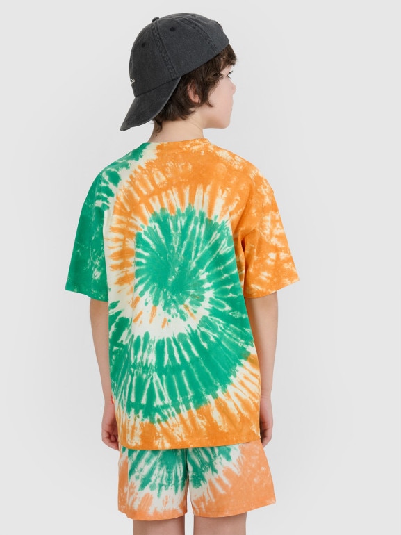 Chłopięcy t-shirt oversize z nadrukiem 4F 4FJRSS25TTSHM2872 - multikolor