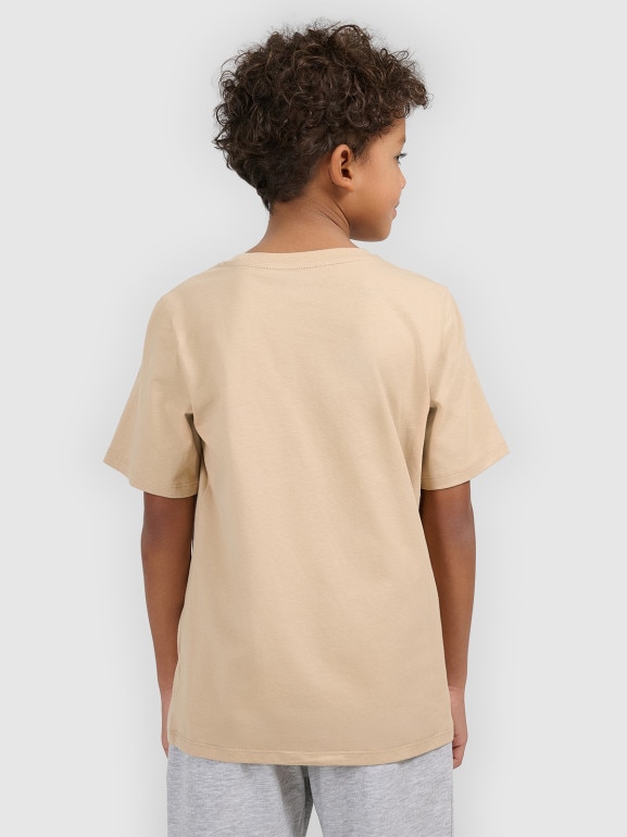 Chłopięcy t-shirt regular 4F 4FJWSS26TTSHM3006 - beżowy