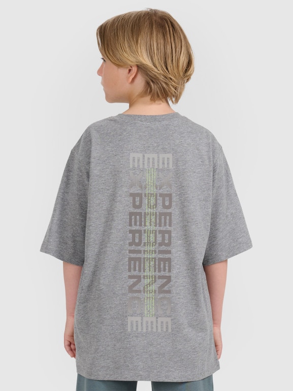 Chłopięcy t-shirt z nadrukiem 4F 4FJRAW25TTSHM3166- szary