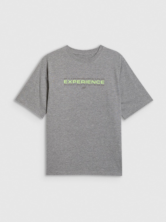 Chłopięcy t-shirt z nadrukiem 4F 4FJRAW25TTSHM3166- szary
