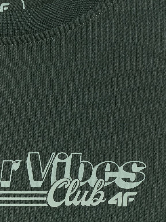 Chłopięcy t-shirt z nadrukiem 4F 4FJRAW25TTSHM3168 - zielony