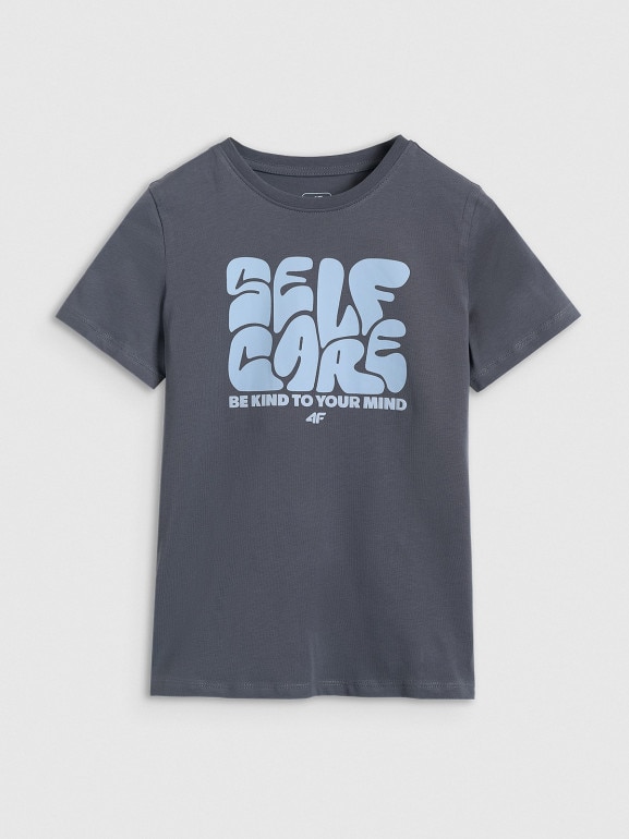 Chłopięcy t-shirt z nadrukiem 4F 4FJRAW25TTSHM3205 - szary
