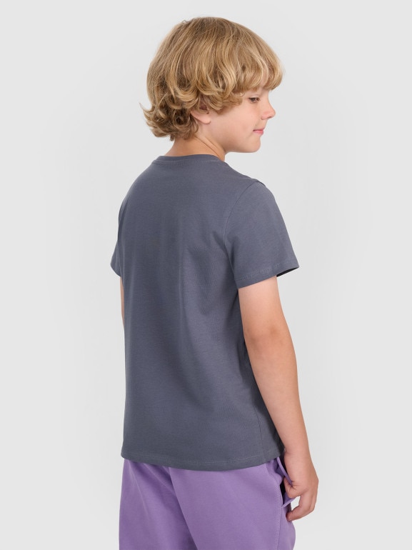 Chłopięcy t-shirt z nadrukiem 4F 4FJRAW25TTSHM3205 - szary