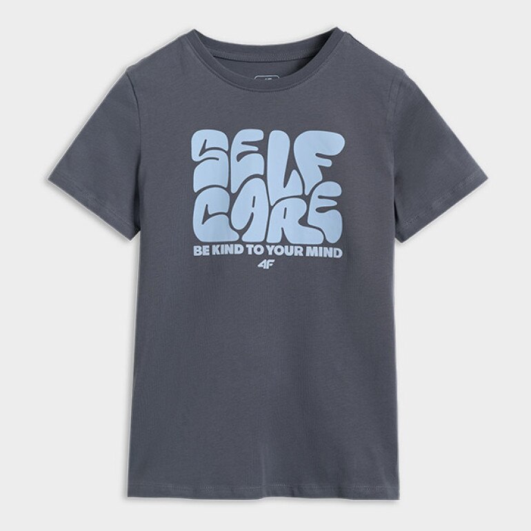 Chłopięcy t-shirt z nadrukiem 4F 4FJRAW25TTSHM3205 - szary