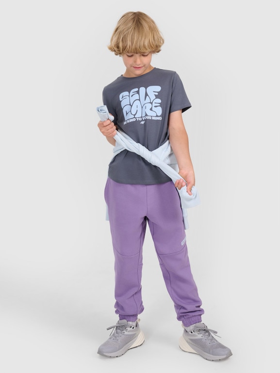 Chłopięcy t-shirt z nadrukiem 4F 4FJRAW25TTSHM3205 - szary