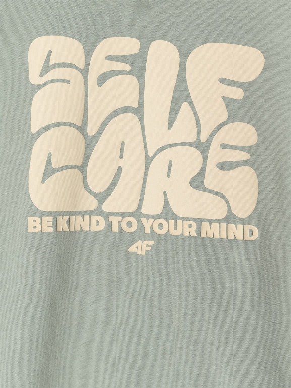 Chłopięcy t-shirt z nadrukiem 4F 4FJRAW25TTSHM3205 - zielony