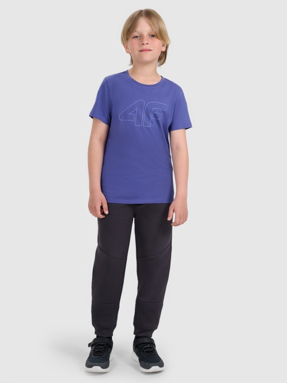 Chłopięcy t-shirt z nadrukiem 4F 4FJRAW25TTSHM3261 - niebieski