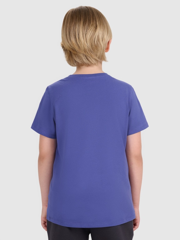 Chłopięcy t-shirt z nadrukiem 4F 4FJRAW25TTSHM3261 - niebieski